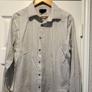 Alfani Slim Fit White and Black Geometric Shirt